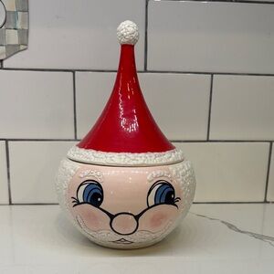 Santa Head Candy Bowl with Lid, 1970s Signed vintage
